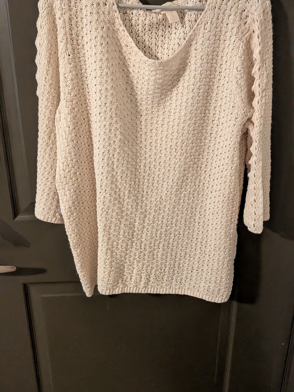 Chico's Cream Open-Knit Scoop Neck Sweater